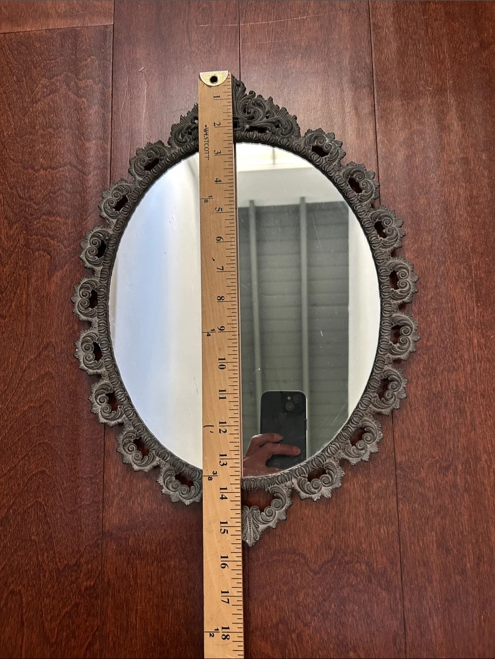 Vintage Oval Decorative Mirror in Oxidized Finish, Use as a Tray for Perfumes